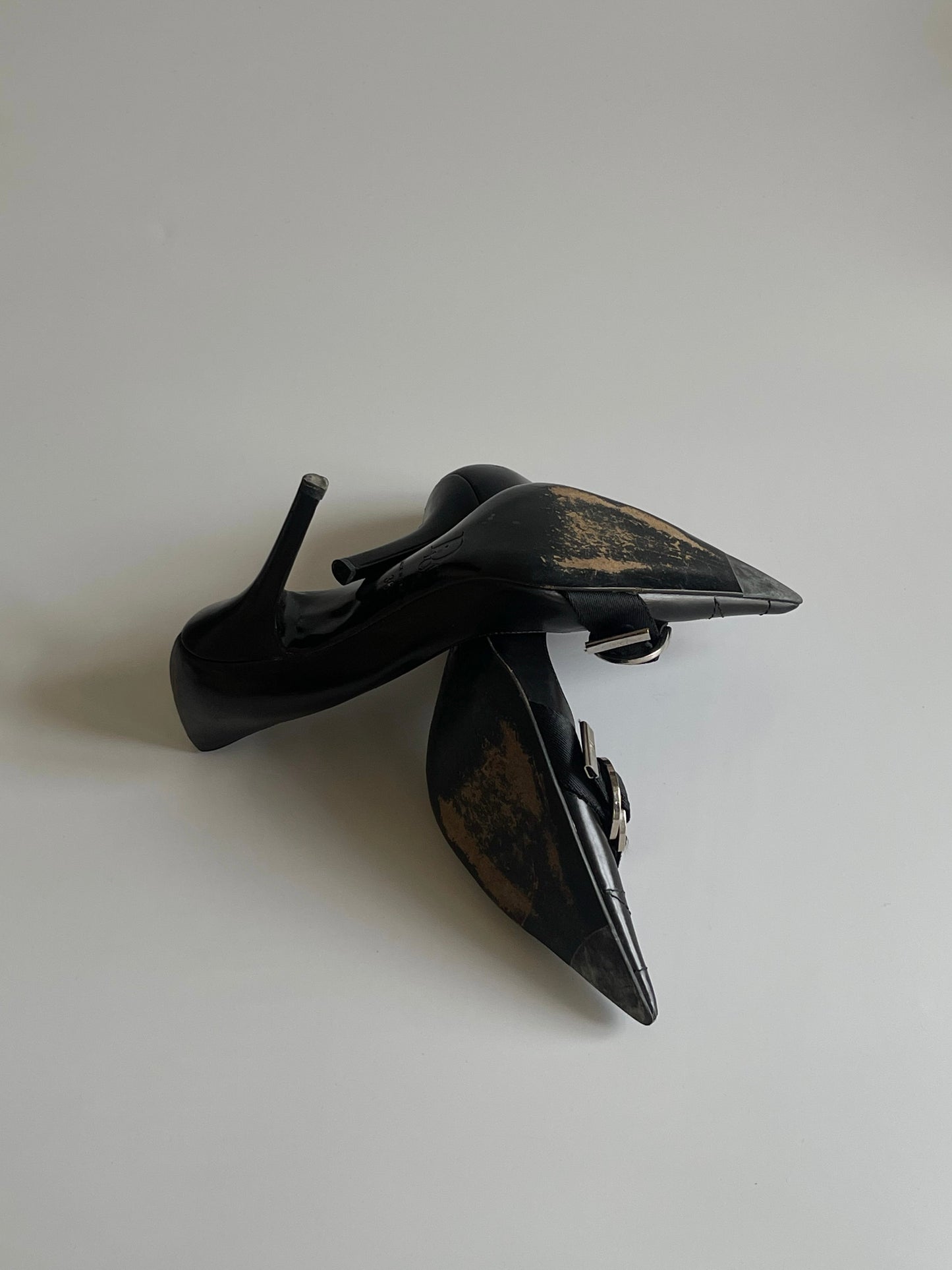 Dior by John Galliano Webbing Logo Strap Leather Pumps, 36