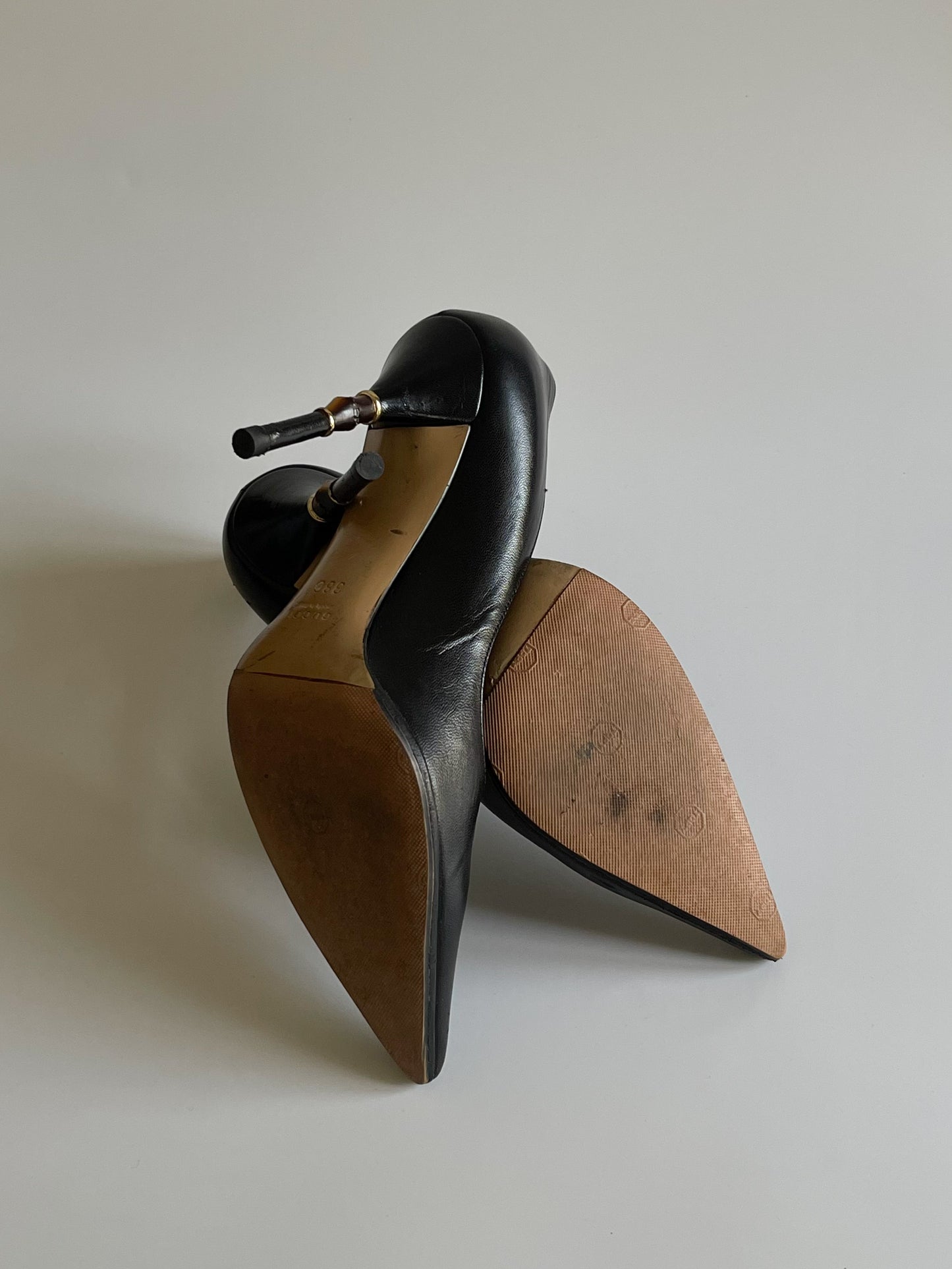 Gucci by Tom Ford Leather Bamboo Heel Pumps, 38