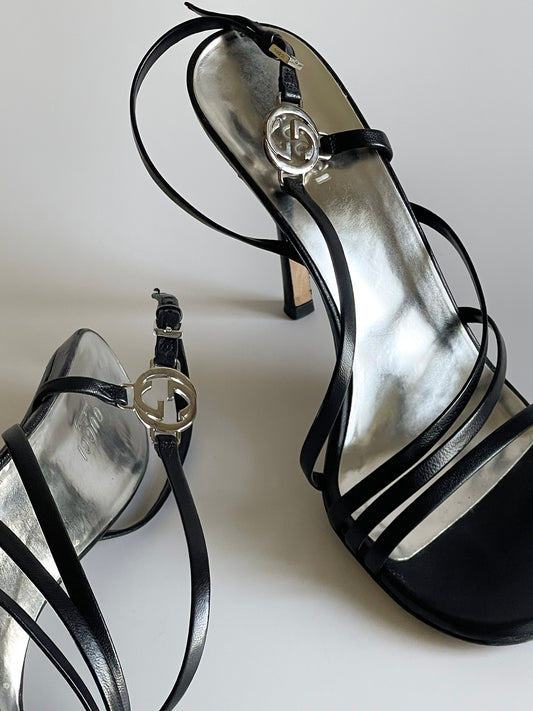 Gucci G-String Strappy Leather Sandals, 36